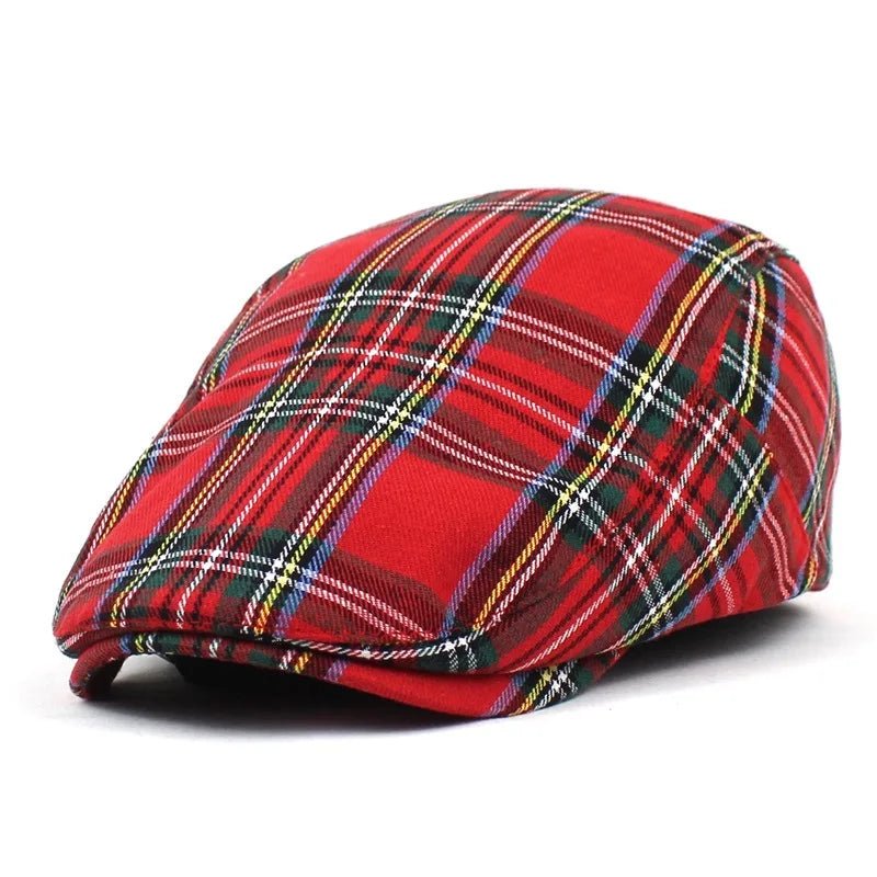 Adjustable Plaid Beret with Visor - HAT MARTS