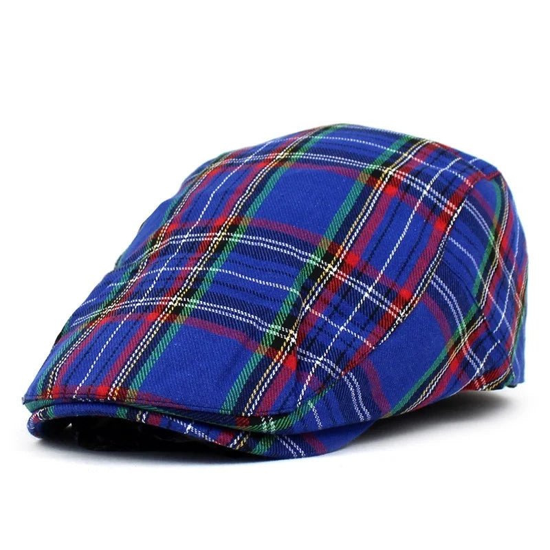 Adjustable Plaid Beret with Visor - HAT MARTS