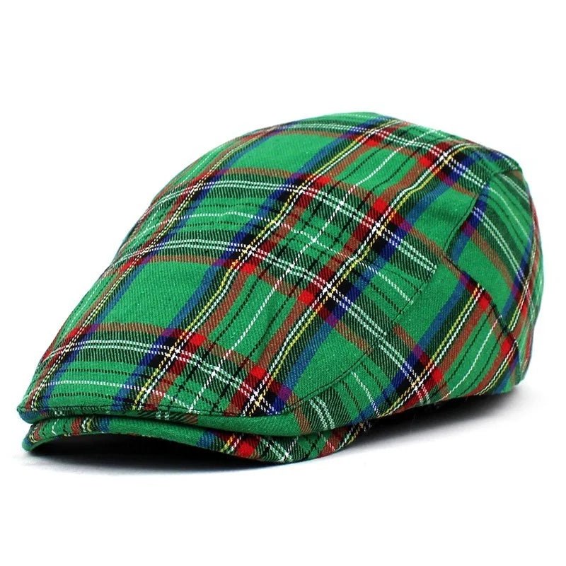 Adjustable Plaid Beret with Visor - HAT MARTS