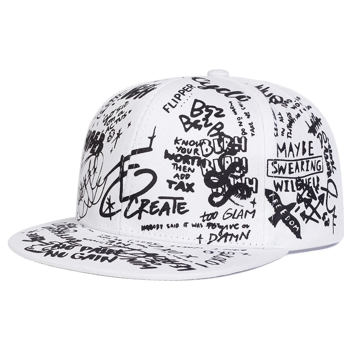 Black & White Graffiti Baseball Cap - HAT MARTS