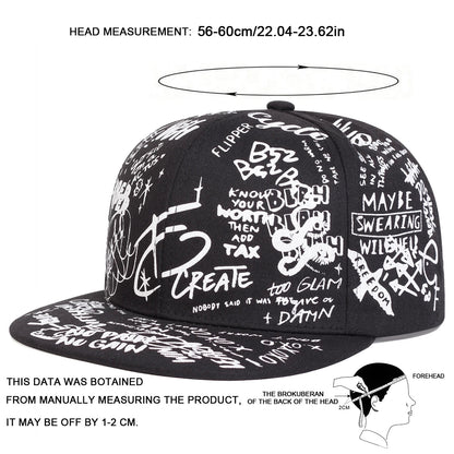 Black & White Graffiti Baseball Cap - HAT MARTS