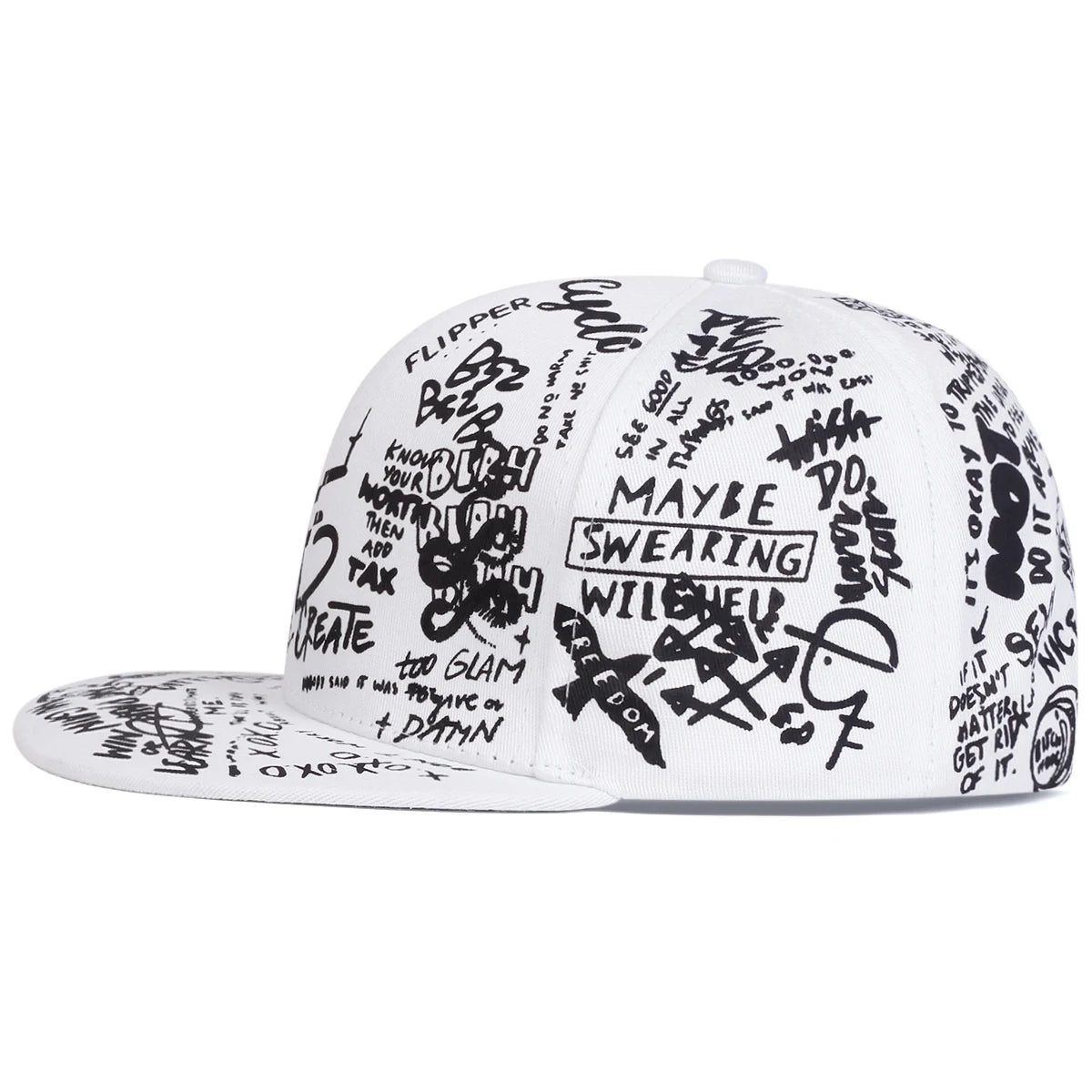 Black & White Graffiti Baseball Cap - HAT MARTS