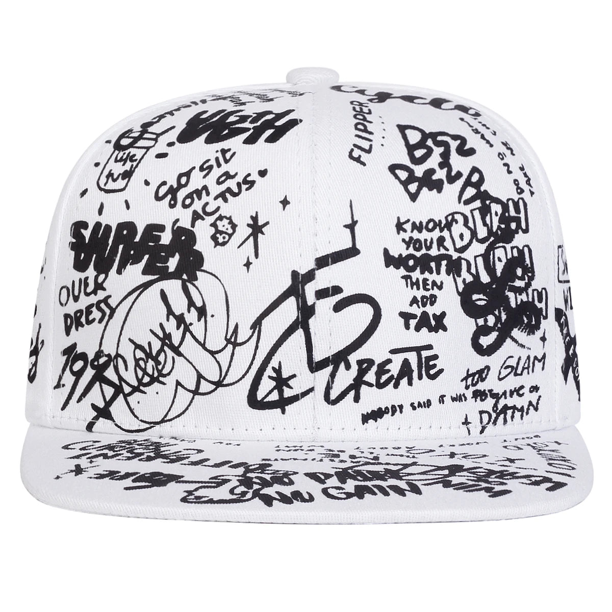 Black & White Graffiti Baseball Cap - HAT MARTS