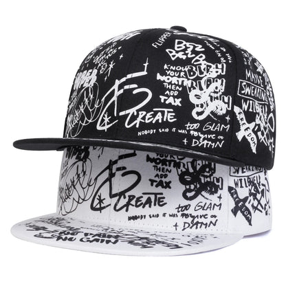 Black & White Graffiti Baseball Cap - HAT MARTS