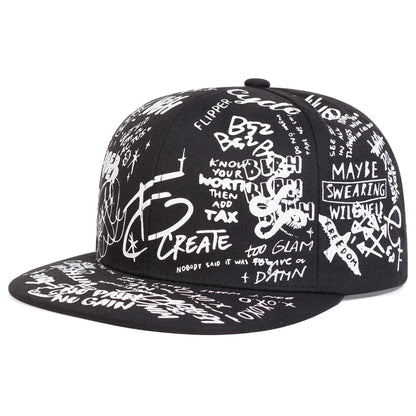 Black & White Graffiti Baseball Cap - HAT MARTS