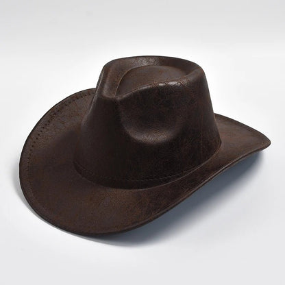 Faux Leather Western Cowboy Hat - HAT MARTS