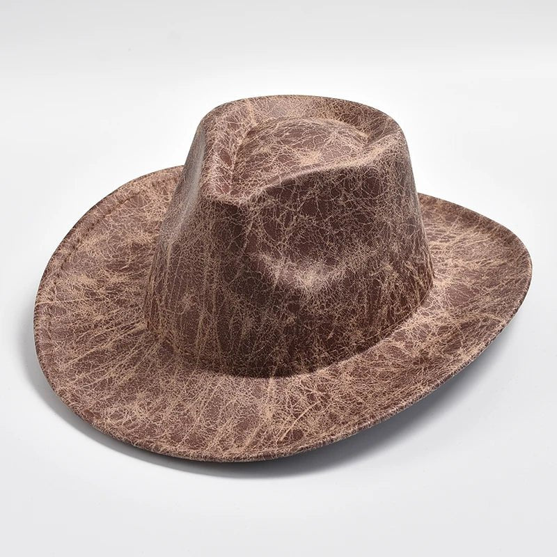 Faux Leather Western Cowboy Hat - HAT MARTS