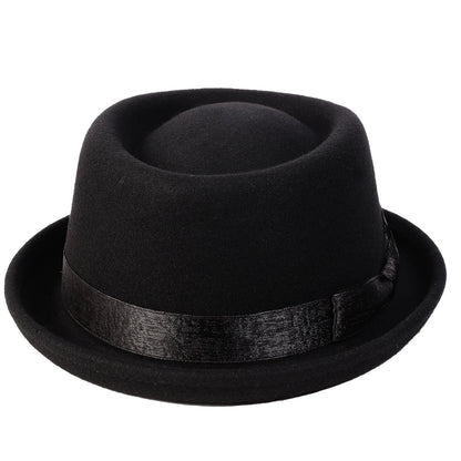 Men's Black Wool Felt Pork Pie Hat