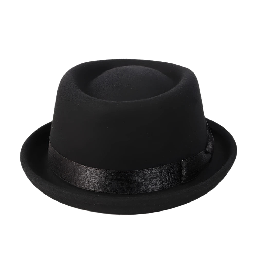 Men's Black Wool Felt Pork Pie Hat