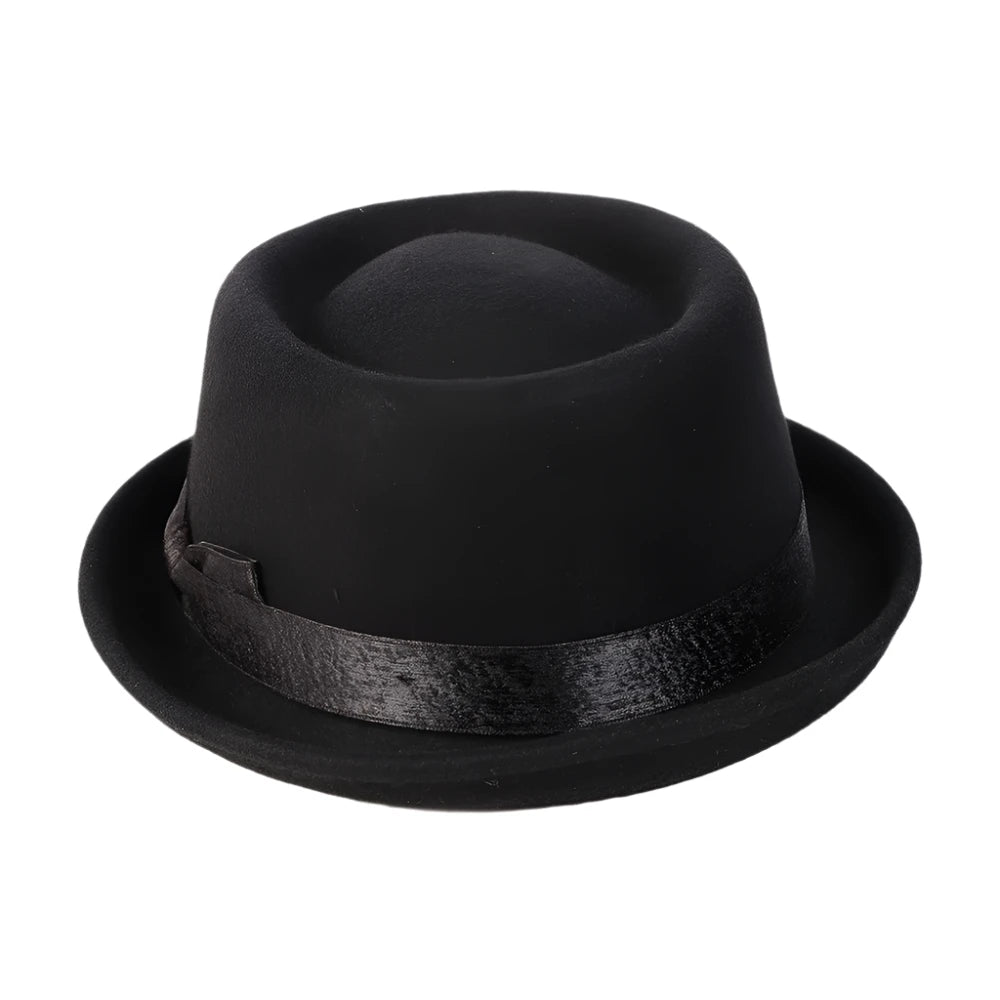 Men's Black Wool Felt Pork Pie Hat