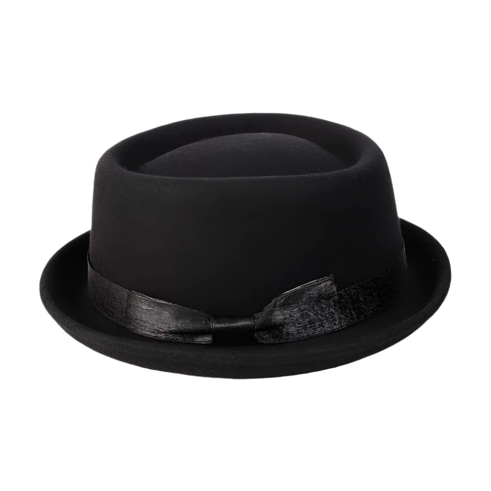 Men's Black Wool Felt Pork Pie Hat