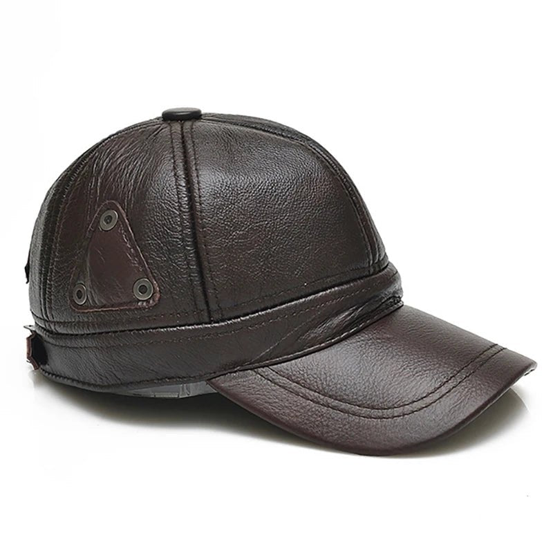 Men's Genuine Leather Baseball Cap - HAT MARTS