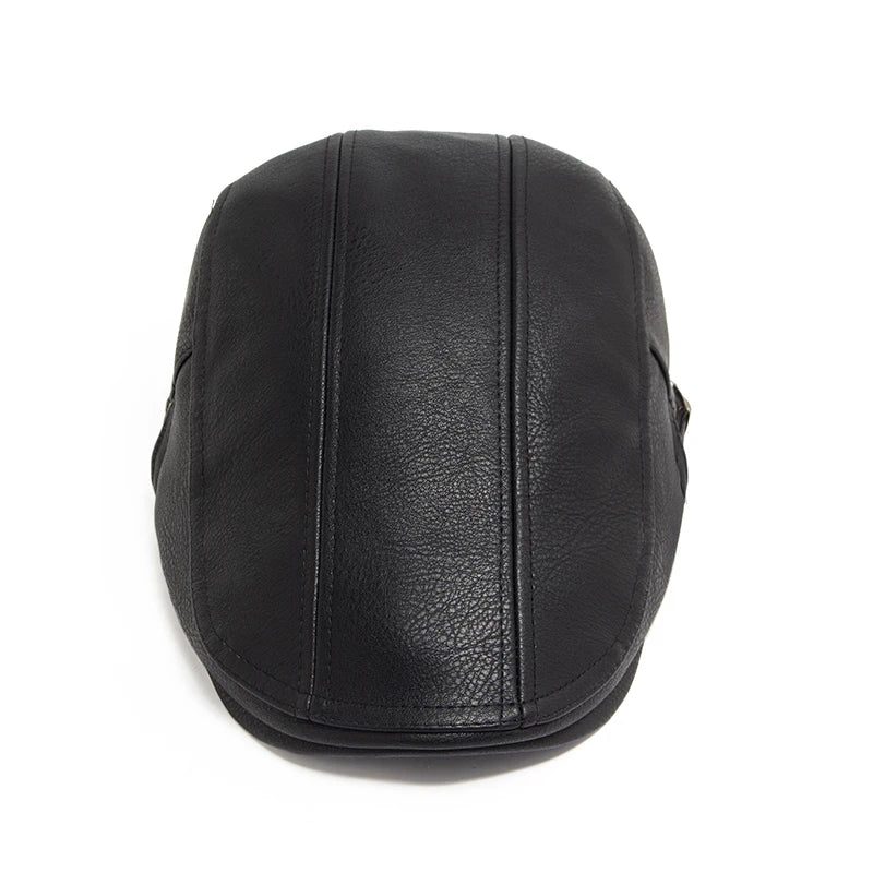 Men's Leather Beret Cap - HAT MARTS