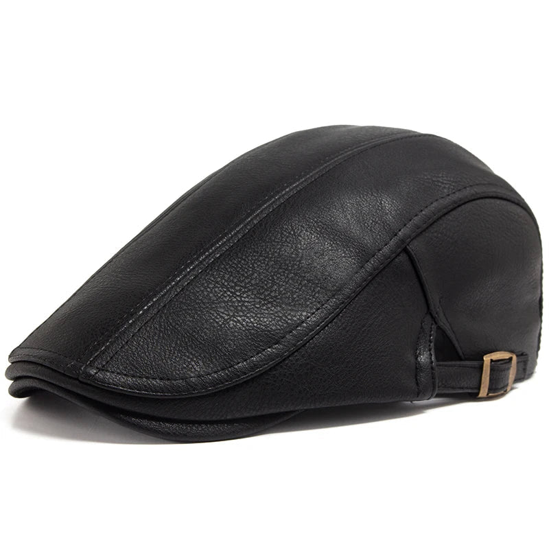 Men's Leather Beret Cap - HAT MARTS