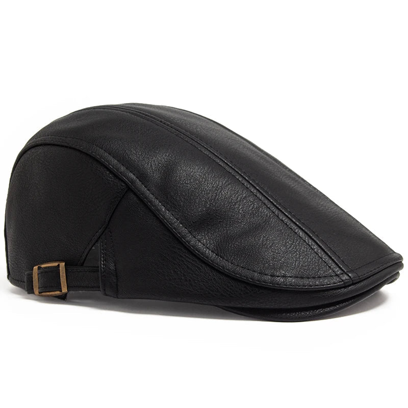 Men's Leather Beret Cap - HAT MARTS