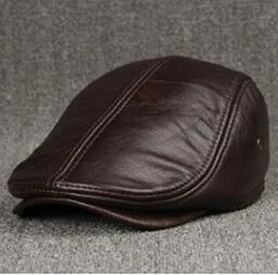 Men's Leather Beret with Ear Flaps - HAT MARTS