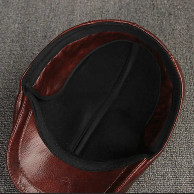 Men's Leather Beret with Ear Flaps - HAT MARTS