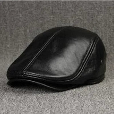 Men's Leather Beret with Ear Flaps - HAT MARTS