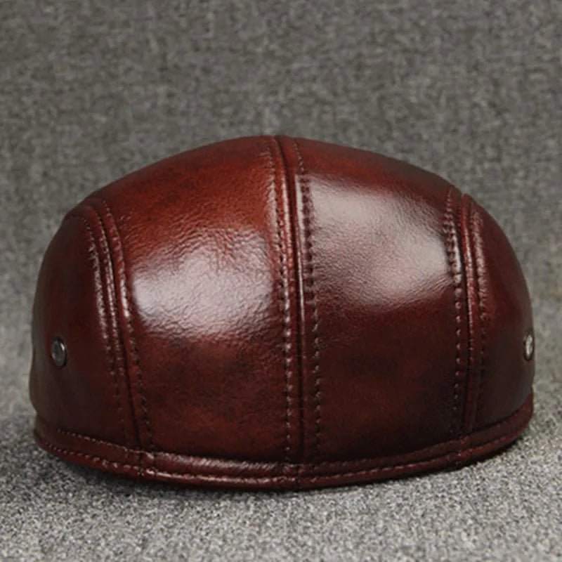 Men's Leather Beret with Ear Flaps - HAT MARTS