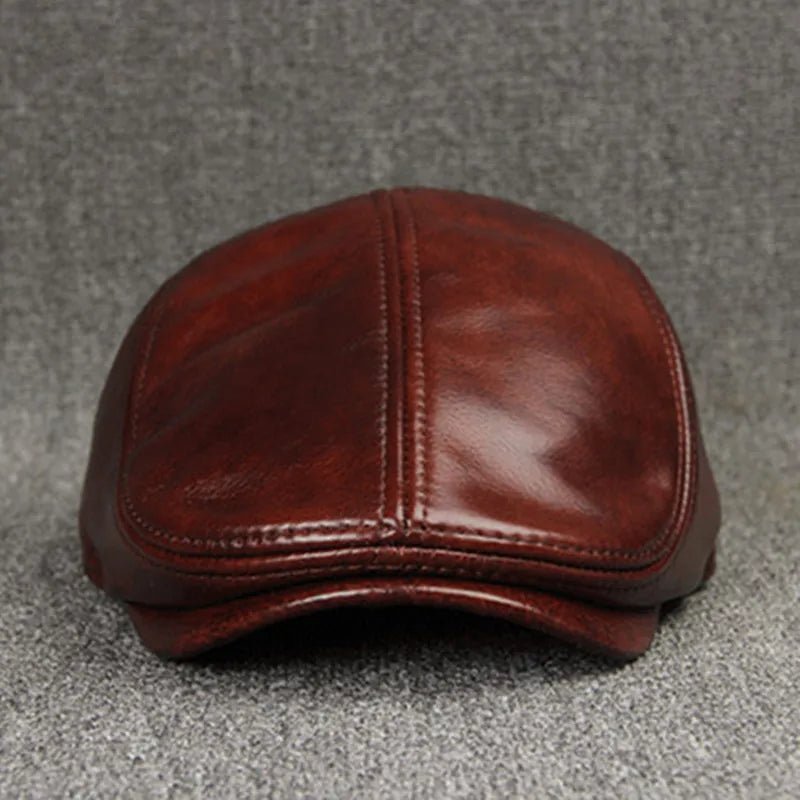 Men's Leather Beret with Ear Flaps - HAT MARTS