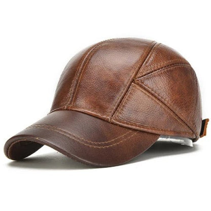 Men's Real Leather Earflap Cap - HAT MARTS