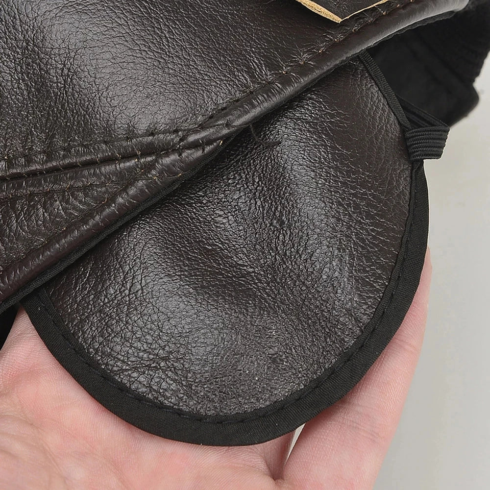 Men's Real Leather Earflap Cap - HAT MARTS