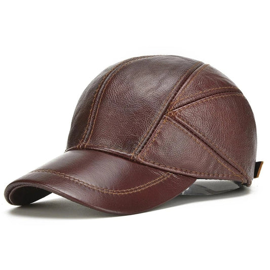 Men's Real Leather Earflap Cap - HAT MARTS