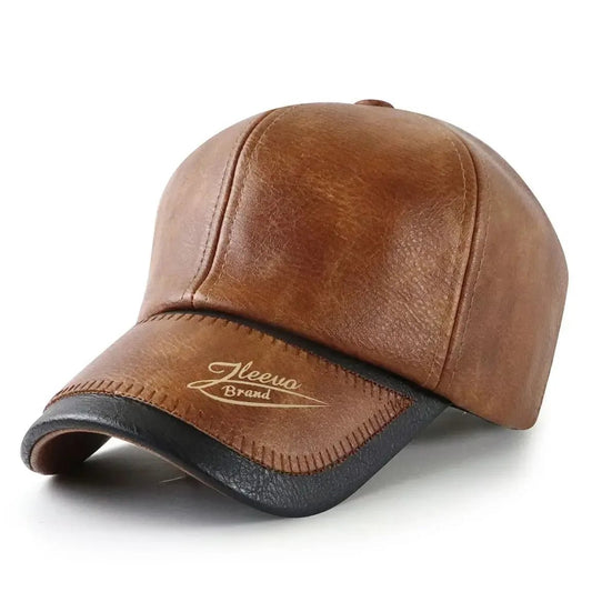 Men's Winter Leather Baseball Cap - HAT MARTS