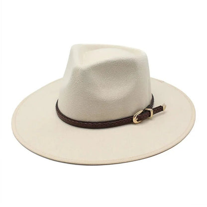 Simple Wide Brim Wool Fedora - Winter Style