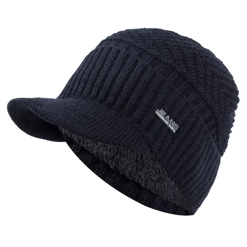 Stylish Winter Beanie with Fur Lining and Brim - HAT MARTS