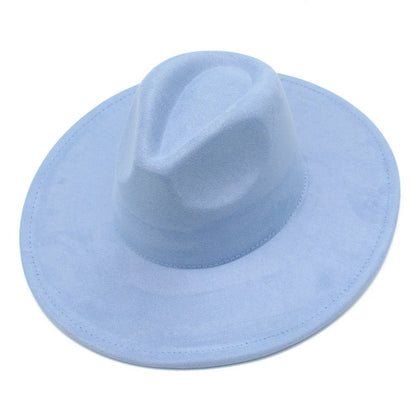 Suede Fedora Hat with Wide Brim - HAT MARTS