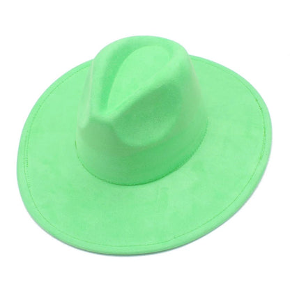 Suede Fedora Hat with Wide Brim - HAT MARTS