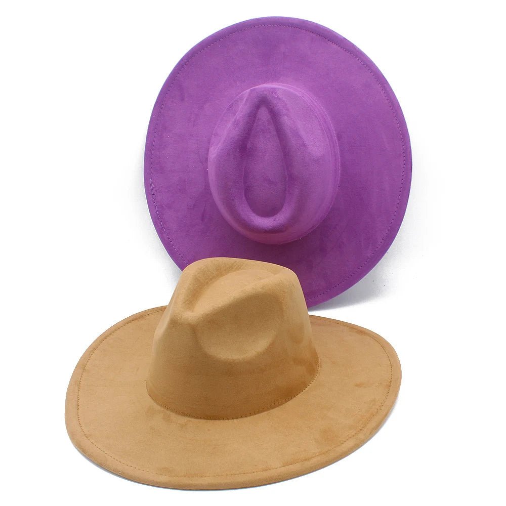 Suede Fedora Hat with Wide Brim - HAT MARTS