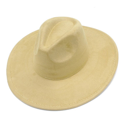 Suede Fedora Hat with Wide Brim - HAT MARTS