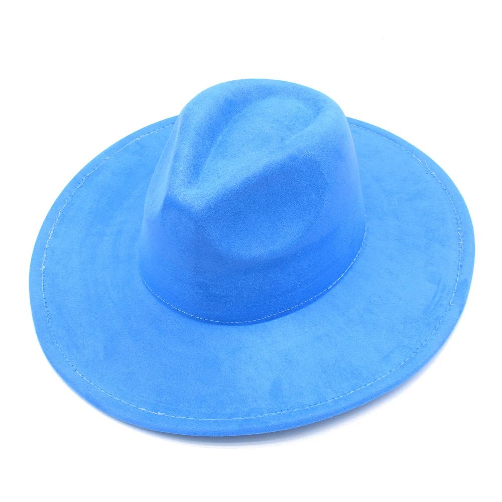 Suede Fedora Hat with Wide Brim - HAT MARTS