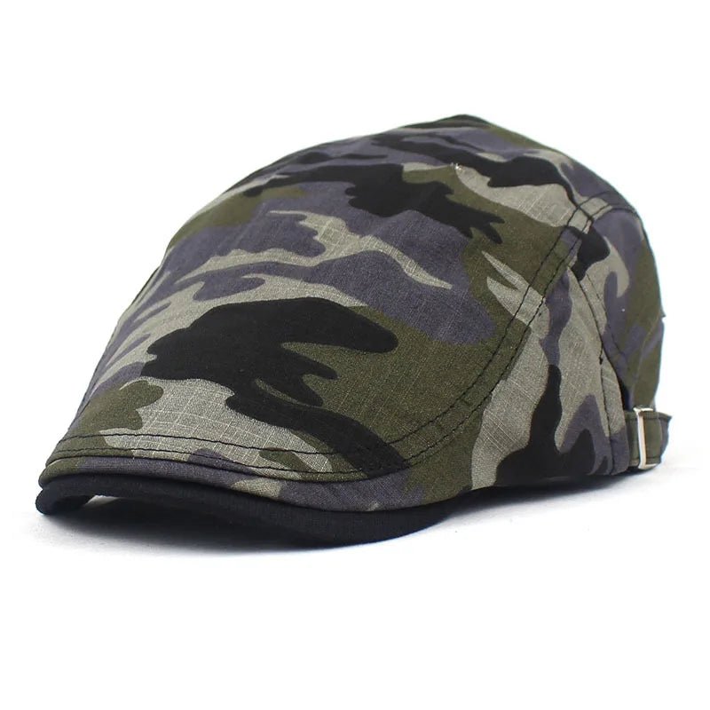 Summer Camouflage Newsboy Caps Men Cotton Flat Peaked Cap Women Painter Beret Hats 05 - HAT MARTS