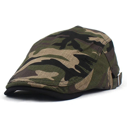 Summer Camouflage Newsboy Caps Men Cotton Flat Peaked Cap Women Painter Beret Hats 05 - HAT MARTS