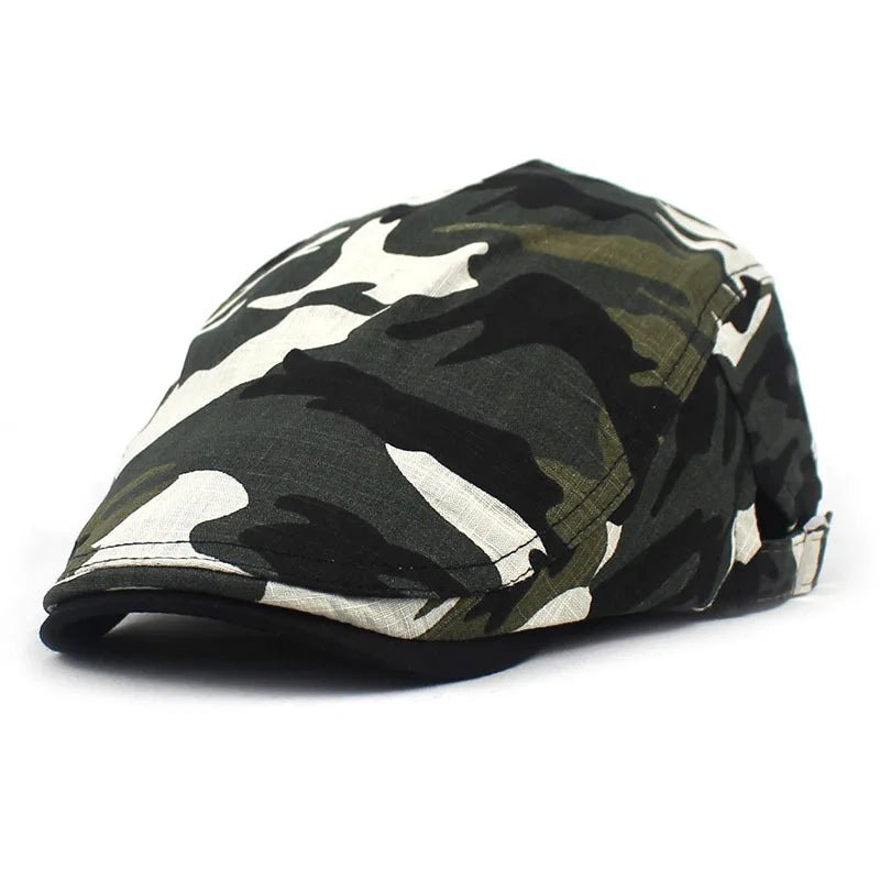 Summer Camouflage Newsboy Caps Men Cotton Flat Peaked Cap Women Painter Beret Hats 05 - HAT MARTS