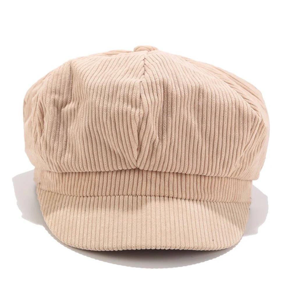 Trendy Corduroy Military Beret with Visor - HAT MARTS