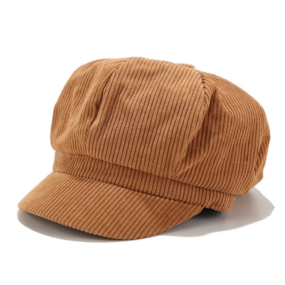 Trendy Corduroy Military Beret with Visor - HAT MARTS