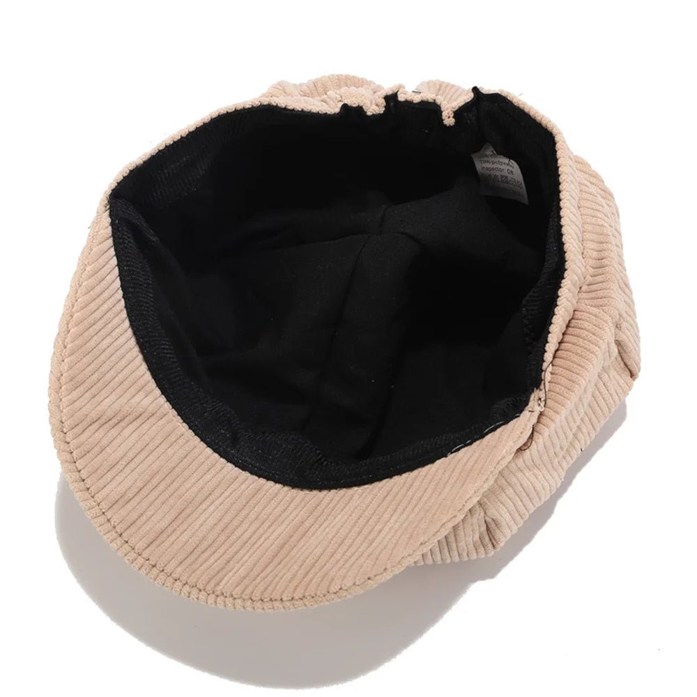 Trendy Corduroy Military Beret with Visor - HAT MARTS