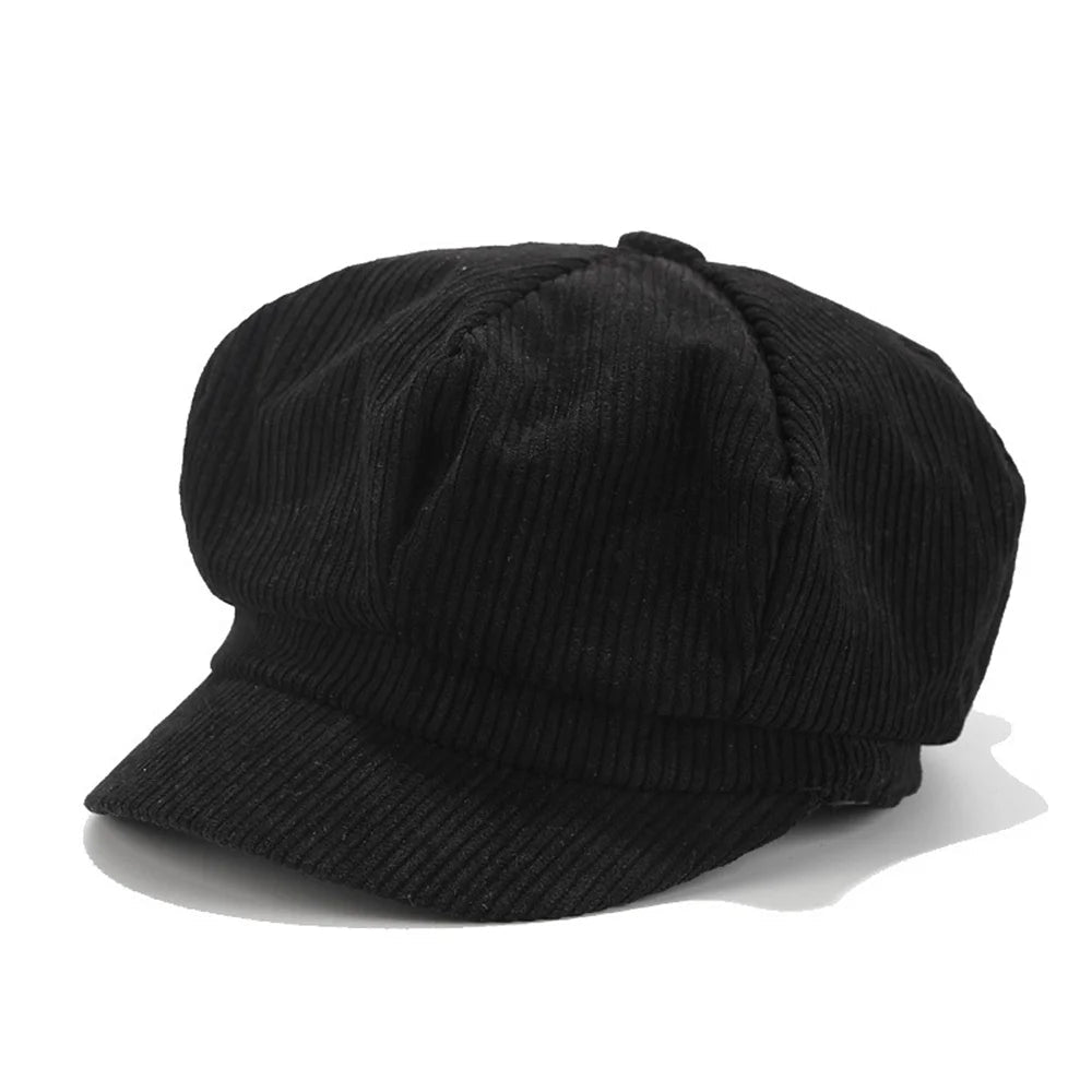 Trendy Corduroy Military Beret with Visor - HAT MARTS