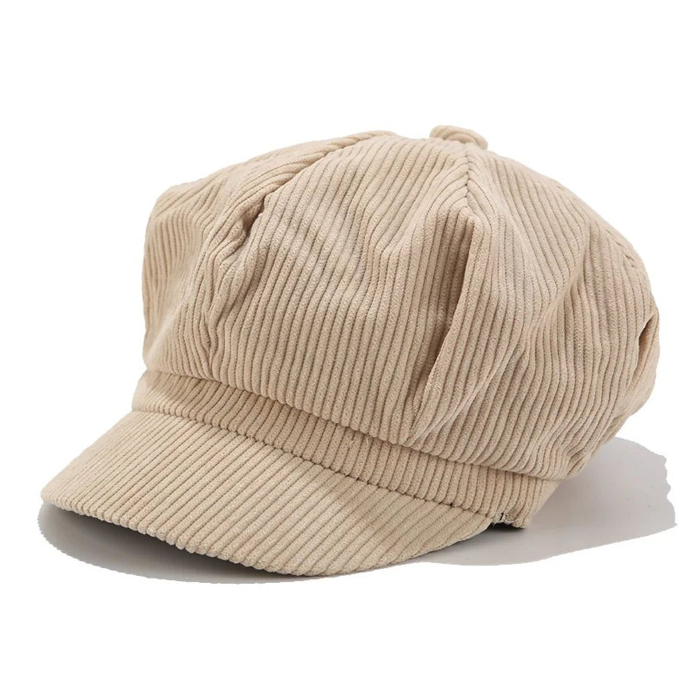 Trendy Corduroy Military Beret with Visor - HAT MARTS