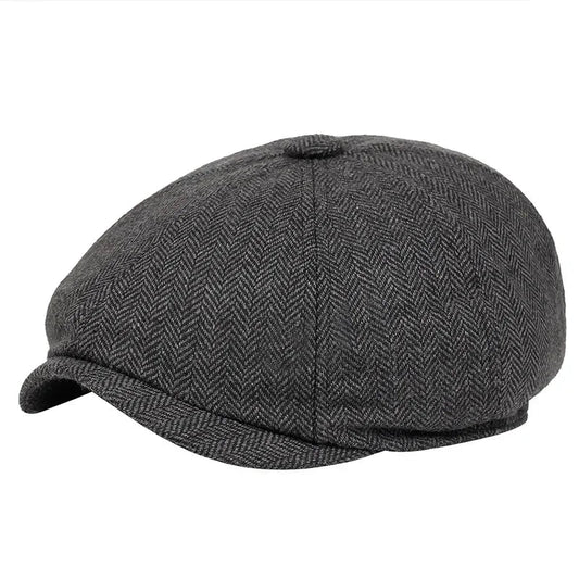 Vintage Newsboy Cap - Herringbone Flat CapHAT MARTS