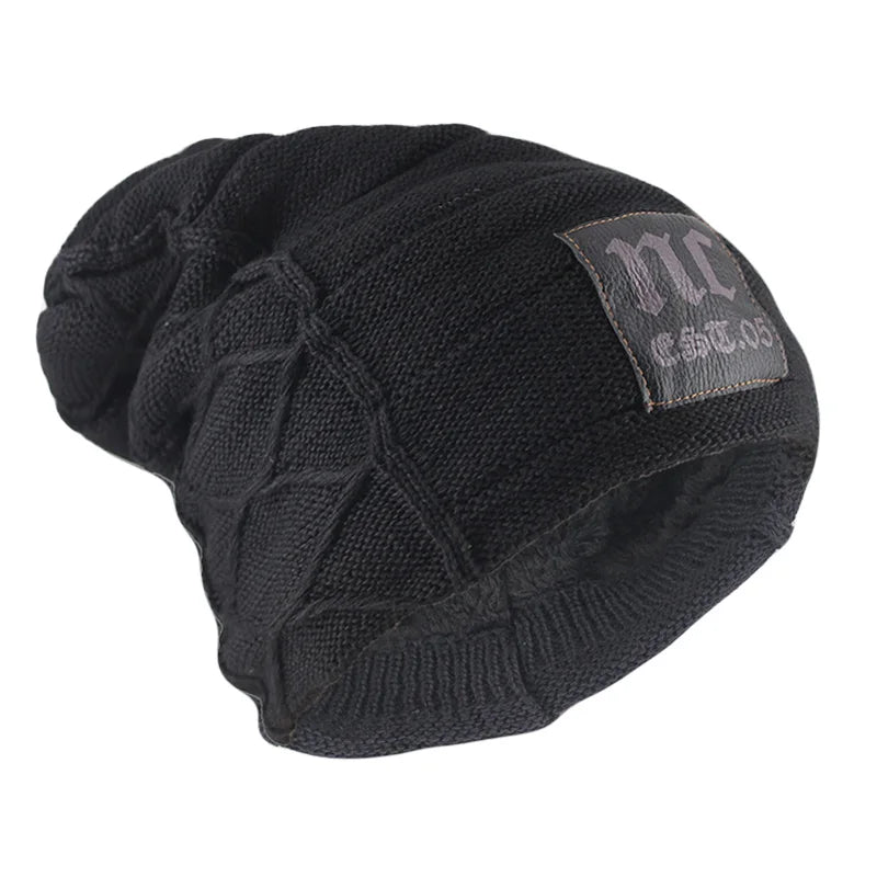 Warm Knit Beanie with Letter Detail - HAT MARTS