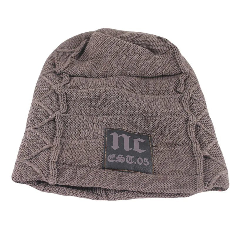 Warm Knit Beanie with Letter Detail - HAT MARTS