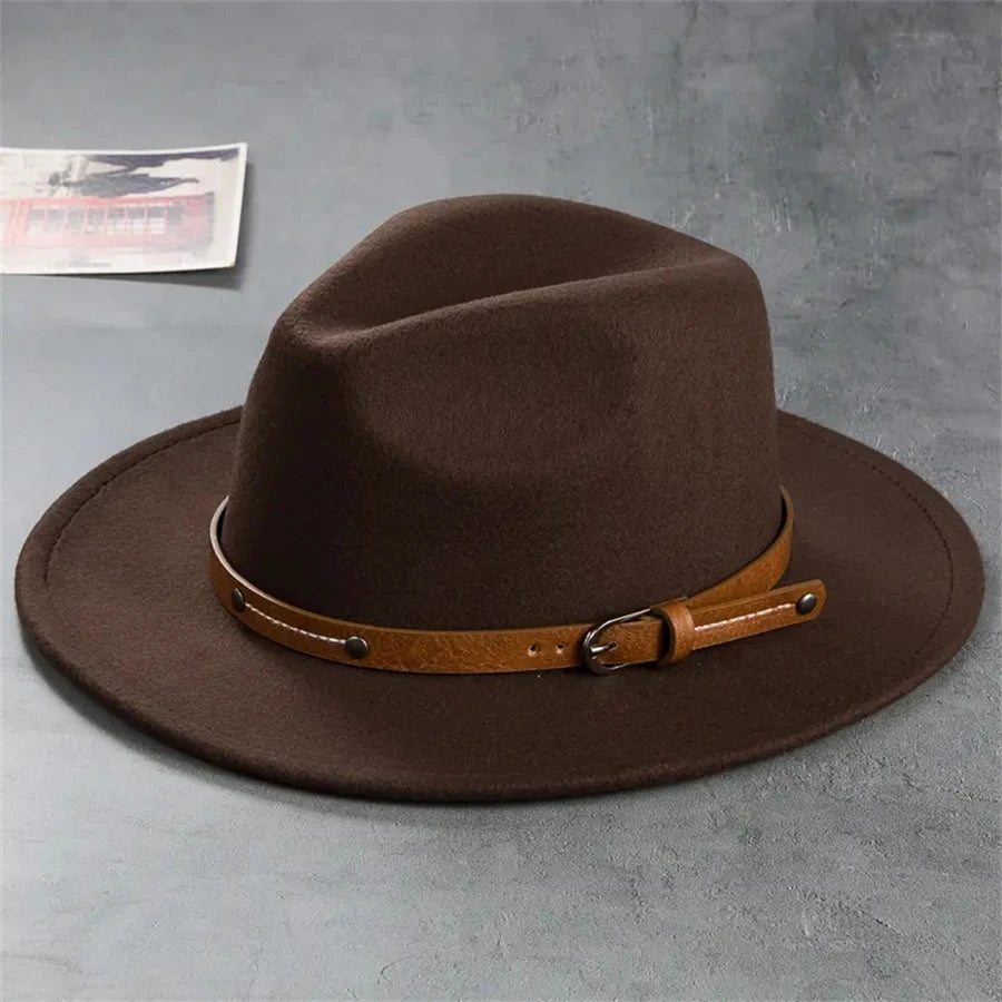 Western Cowboy Hat with Leather Buckle