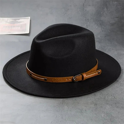 Western Cowboy Hat with Leather Buckle