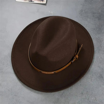 Western Cowboy Hat with Leather Buckle