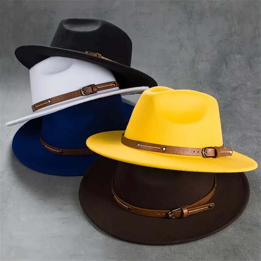 Western Cowboy Hat with Leather Buckle